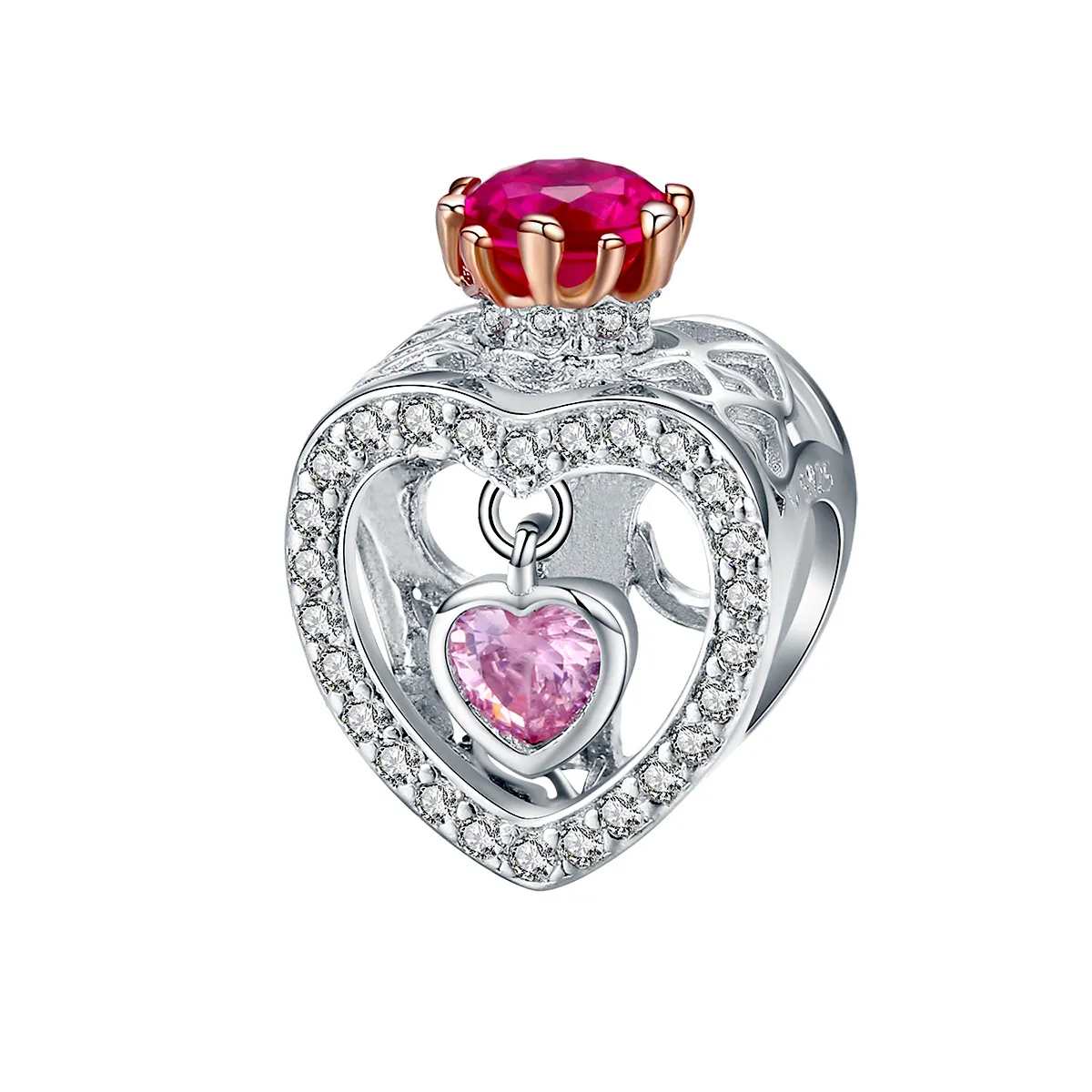 Pandora Style Silver & Rose Gold Inborn Queen Charm - SCC1115