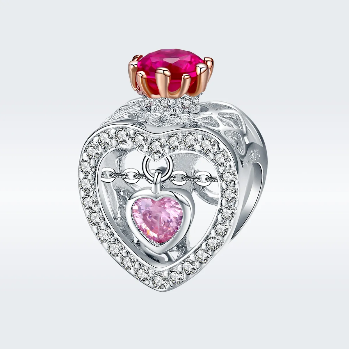 Pandora Style Silver & Rose Gold Inborn Queen Charm - SCC1115