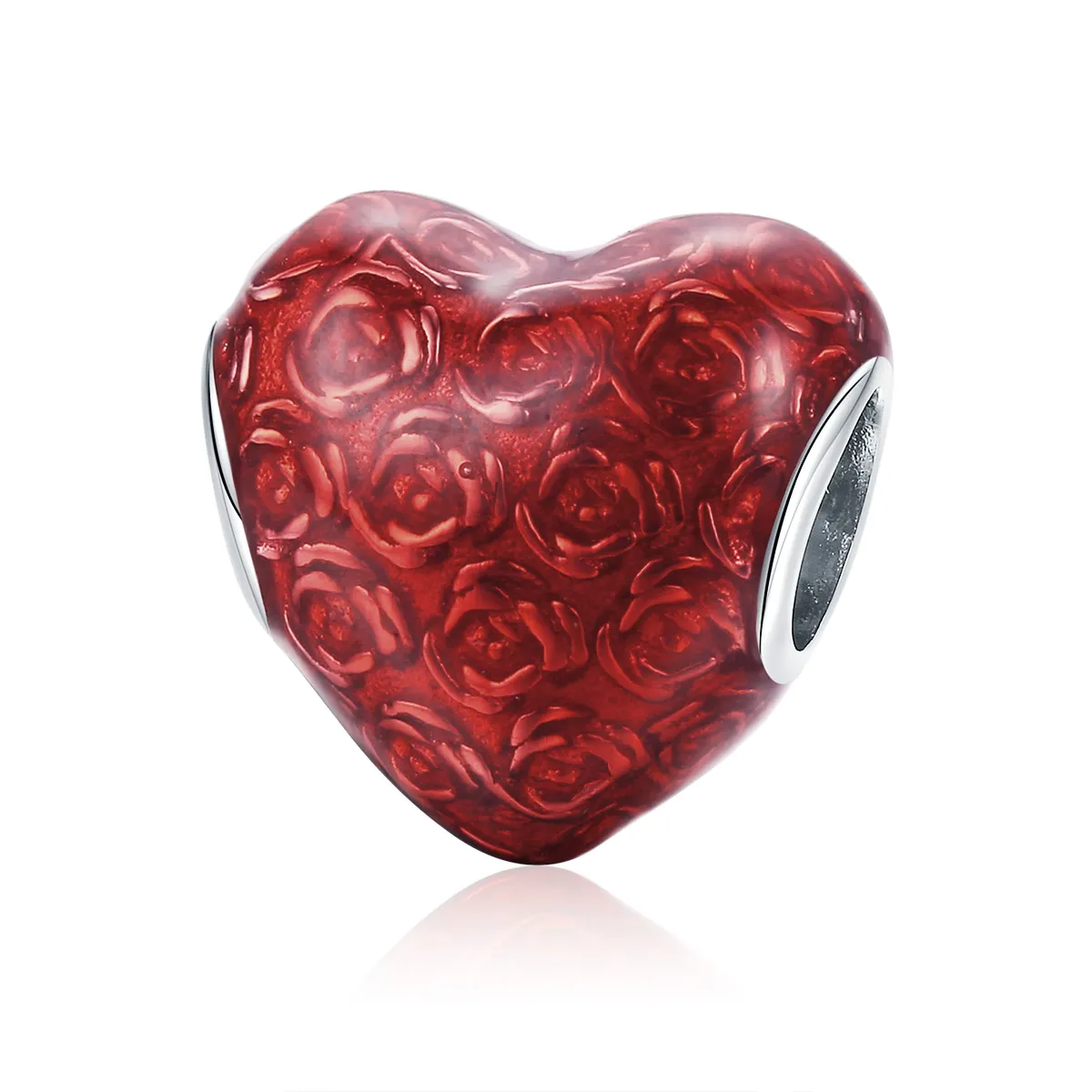 Pandora Style Silver Rose Heart Charm - SCC1064