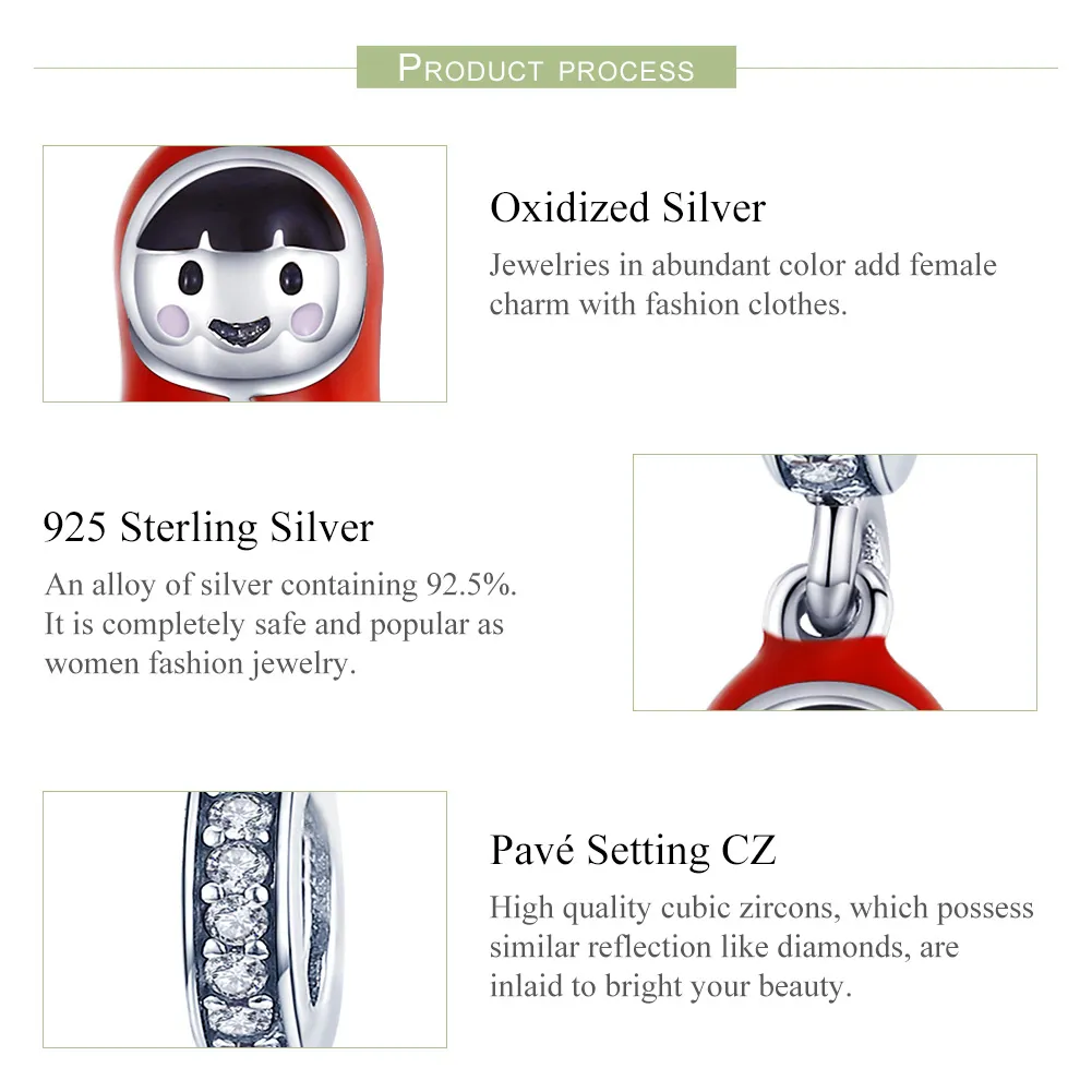 Pandora Style Silver Russian Doll Dangle - SCC1134