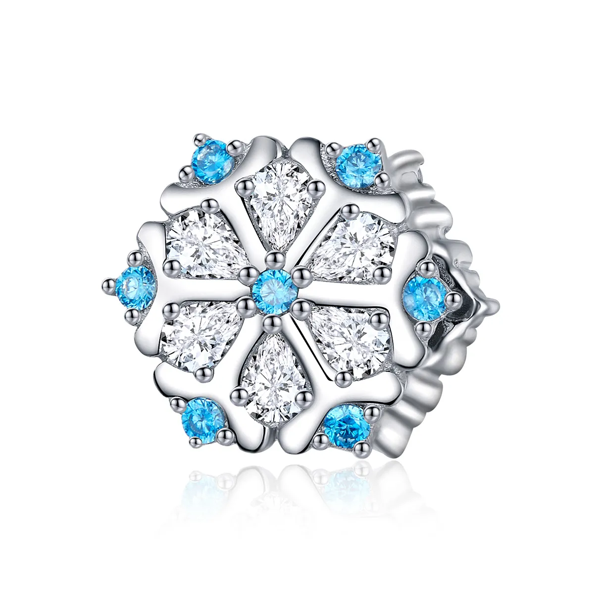 pandora style silver snowflake charm scc1077