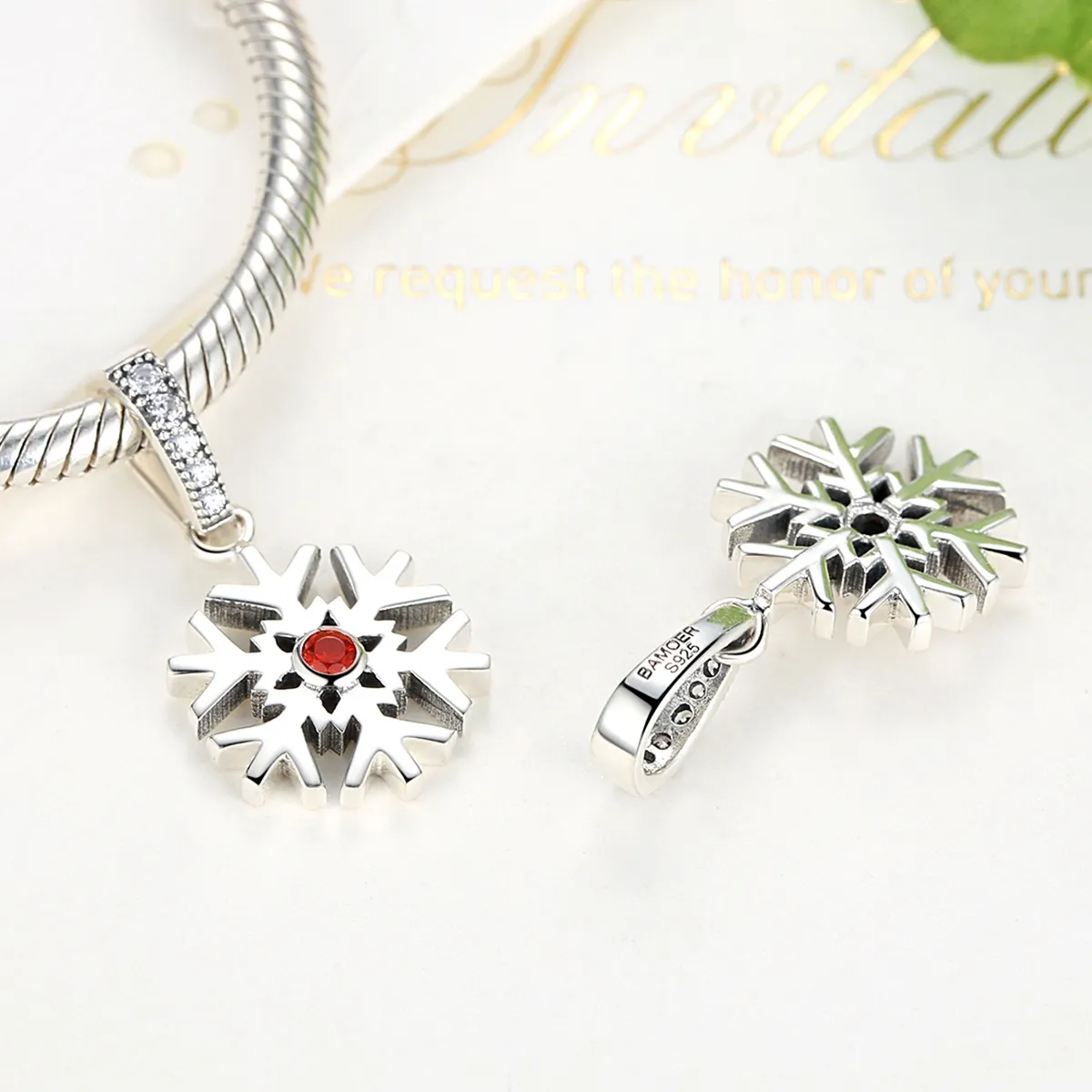 Pandora Style Silver Snowflake Dangle - SCC075