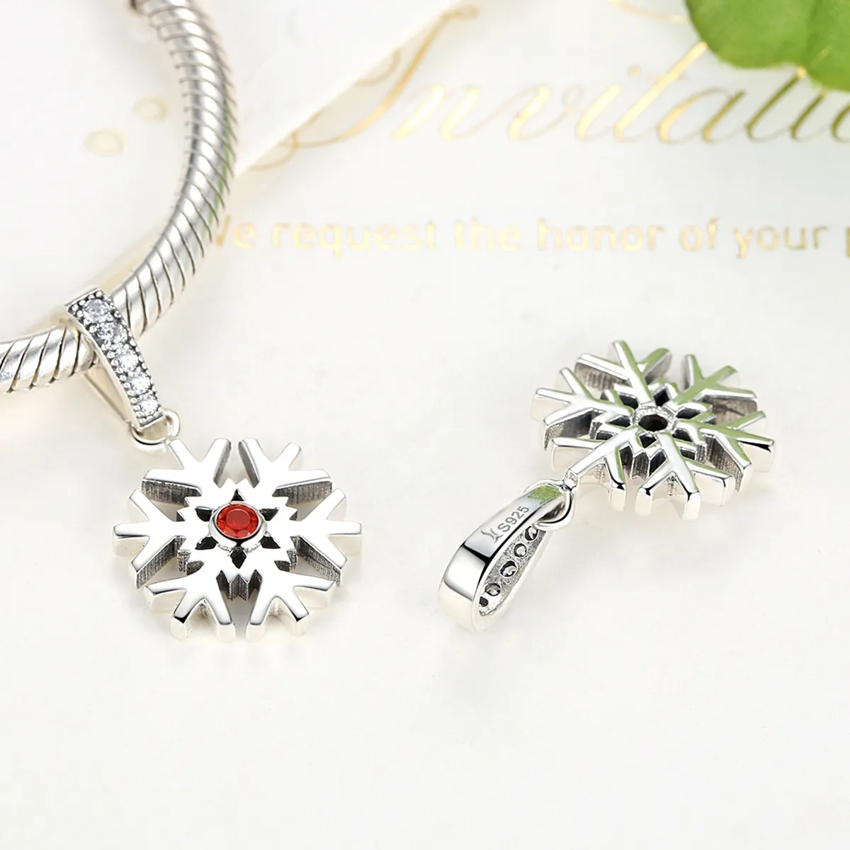 Pandora Style Silver Snowflake Dangle - SCC075