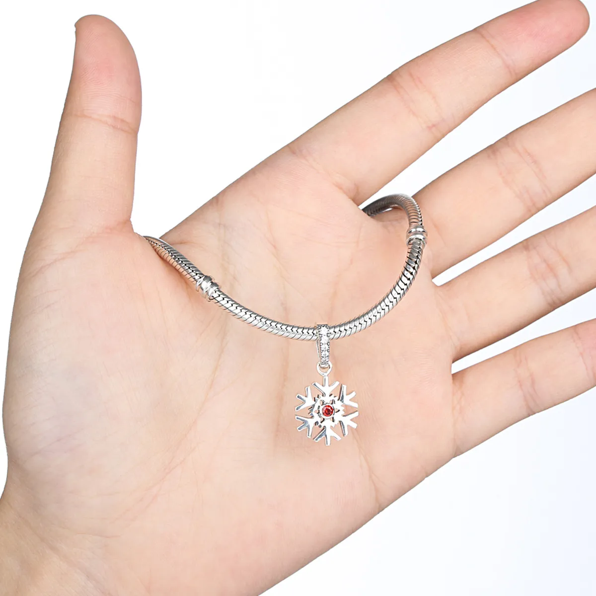 Pandora Style Silver Snowflake Dangle - SCC075