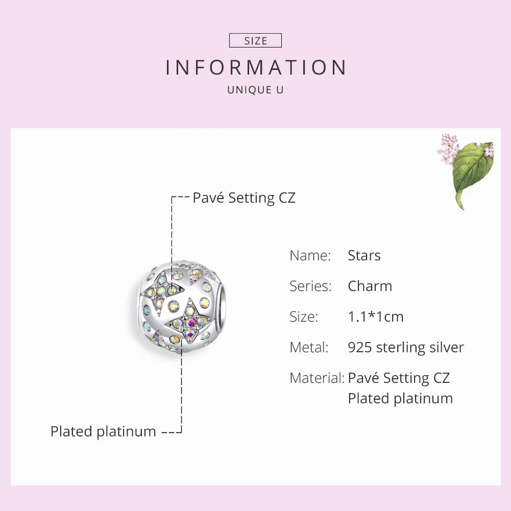 Pandora Style Silver Stars Charm - SCC1308