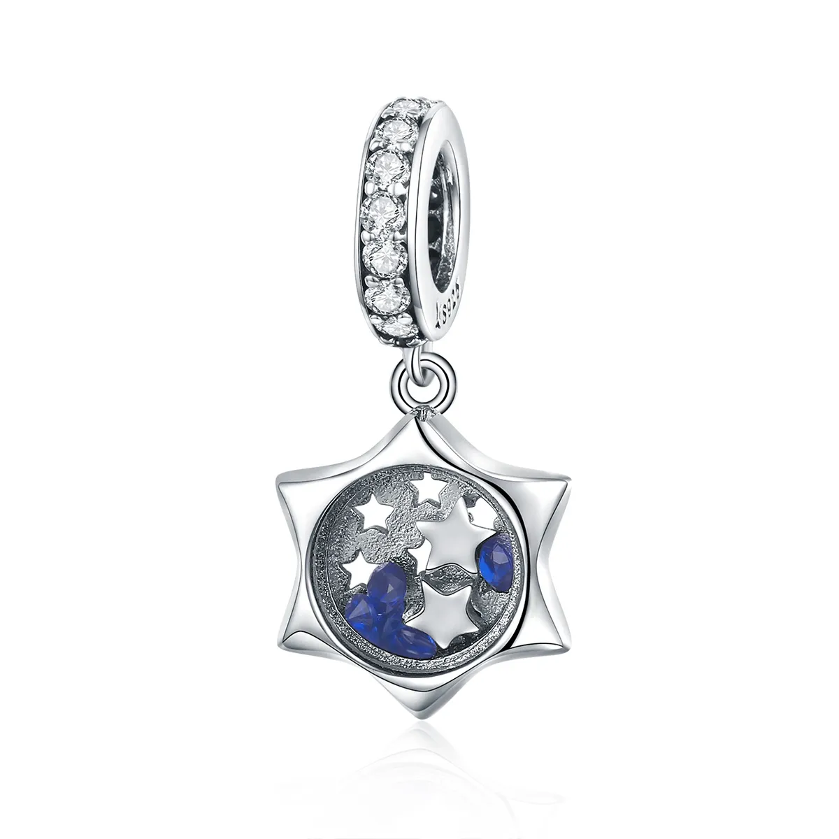 pandora style silver wishing star dangle scc1083