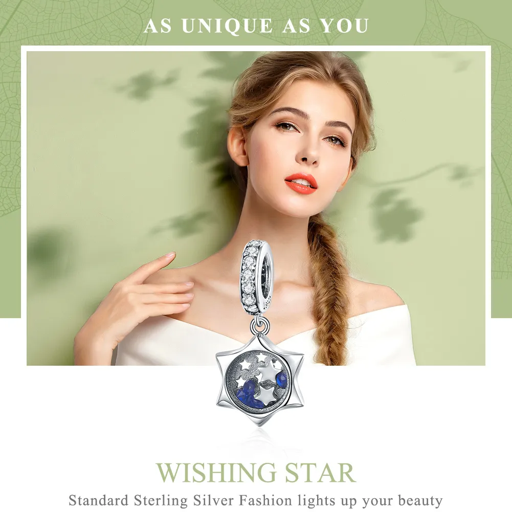 Pandora Style Silver Wishing Star Dangle - SCC1083