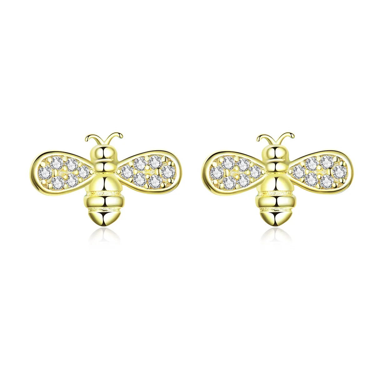Pandora Style Gold-Plated Bee Stud Earrings - SCE669
