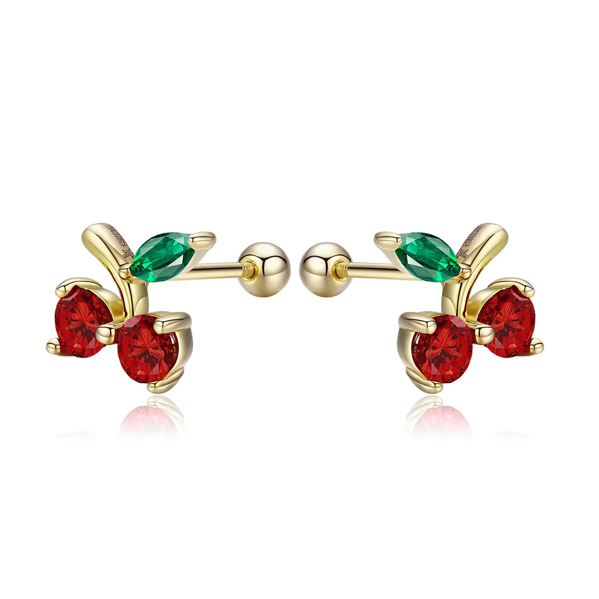 pandora style gold plated cherry stud earrings sce543