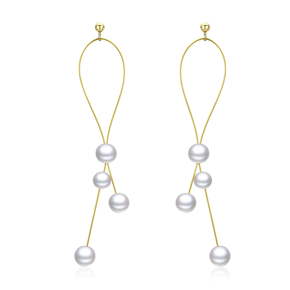 pandora style gold plated gentle pearl hanging earrings sce615