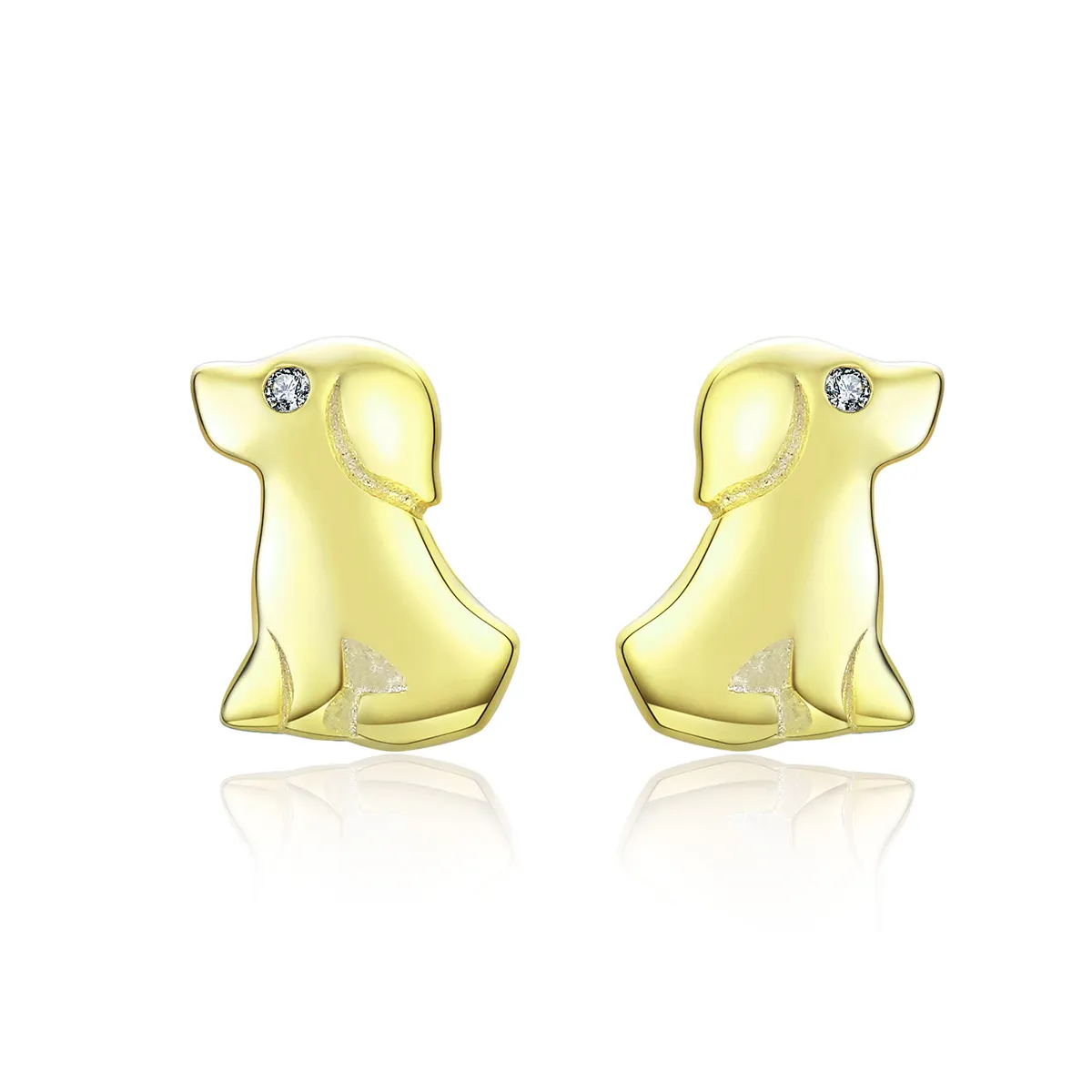 Pandora Style Gold-Plated Puppy Stud Earrings - SCE584-C
