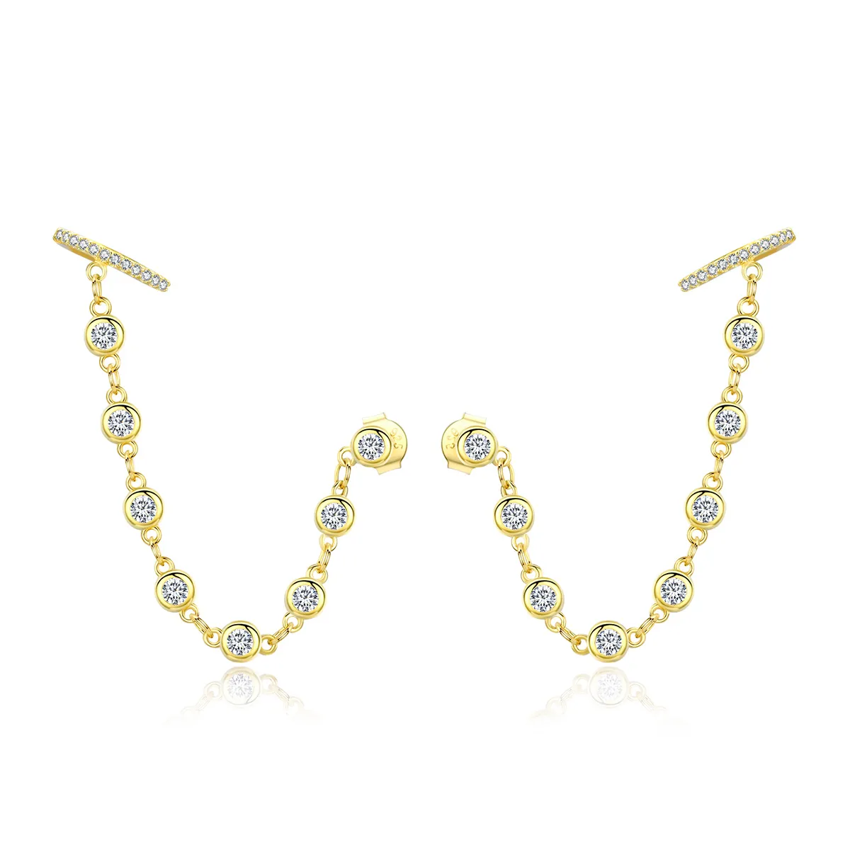 pandora style gold plated shining world hanging earrings sce685