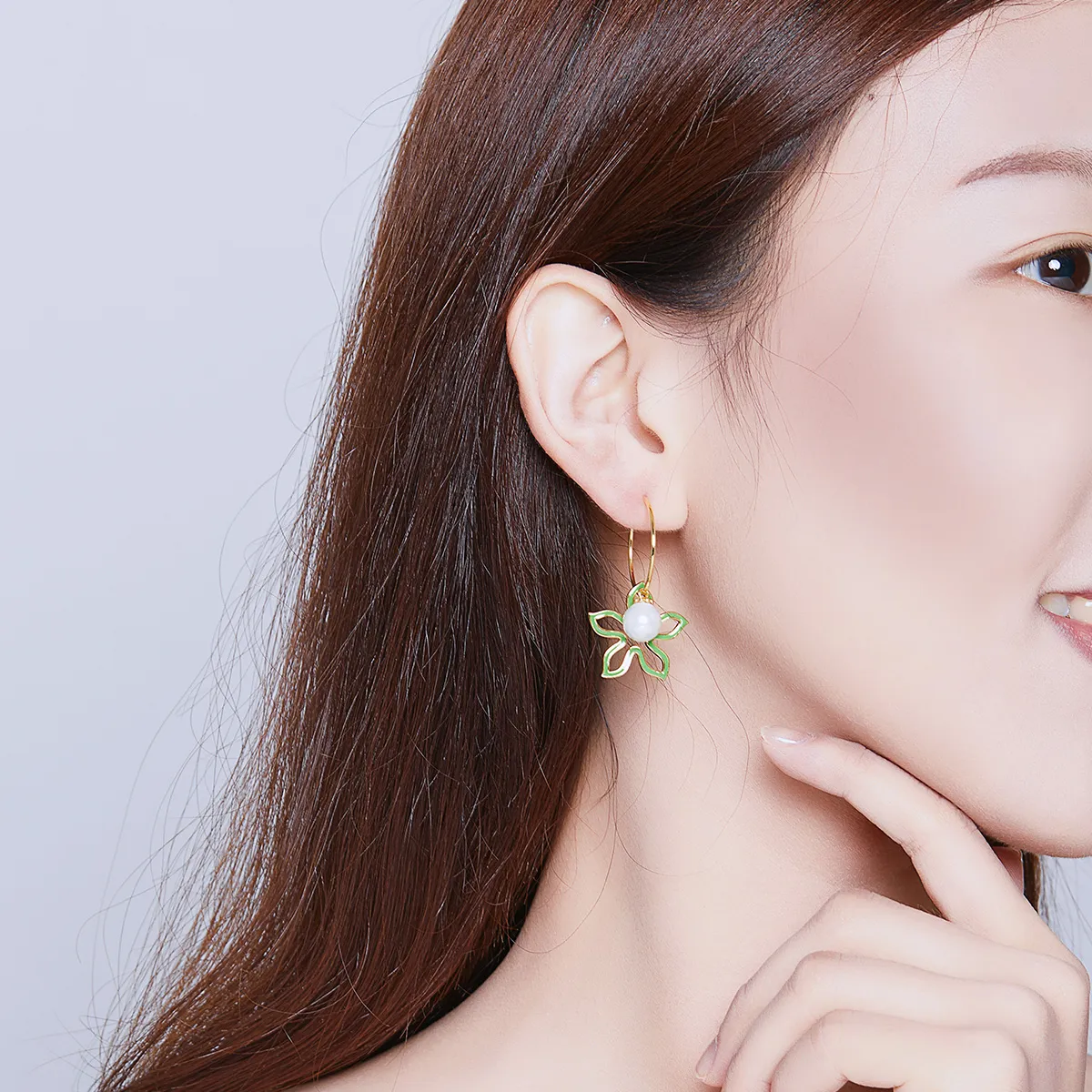 Pandora Style Gold-Plated Summer Flower Hanging Earrings - SCE679