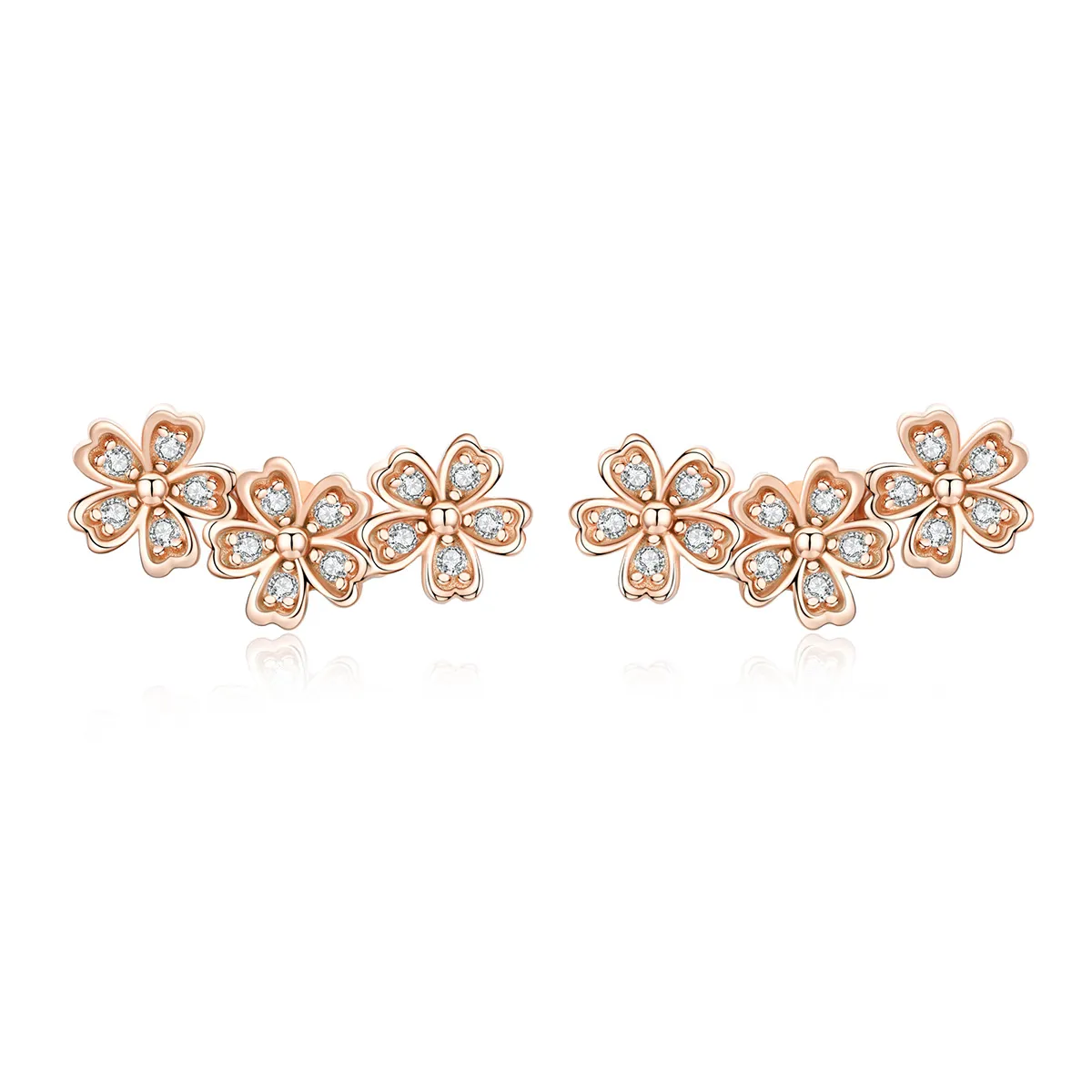 Pandora Style Rose Gold Contracted Daisy Stud Earrings - SCE419-C