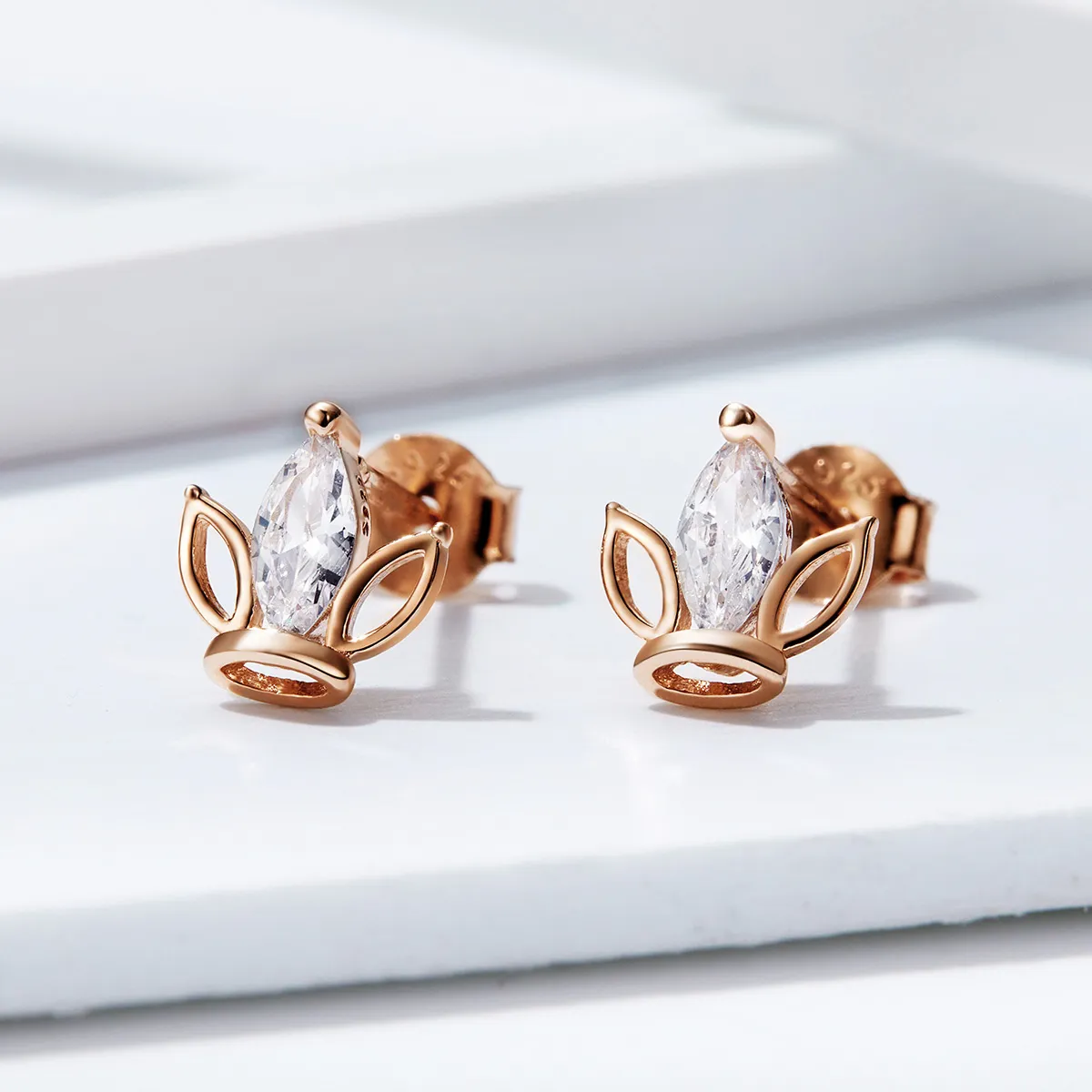 Pandora Style Rose Gold Guard Stud Earrings - SCE607