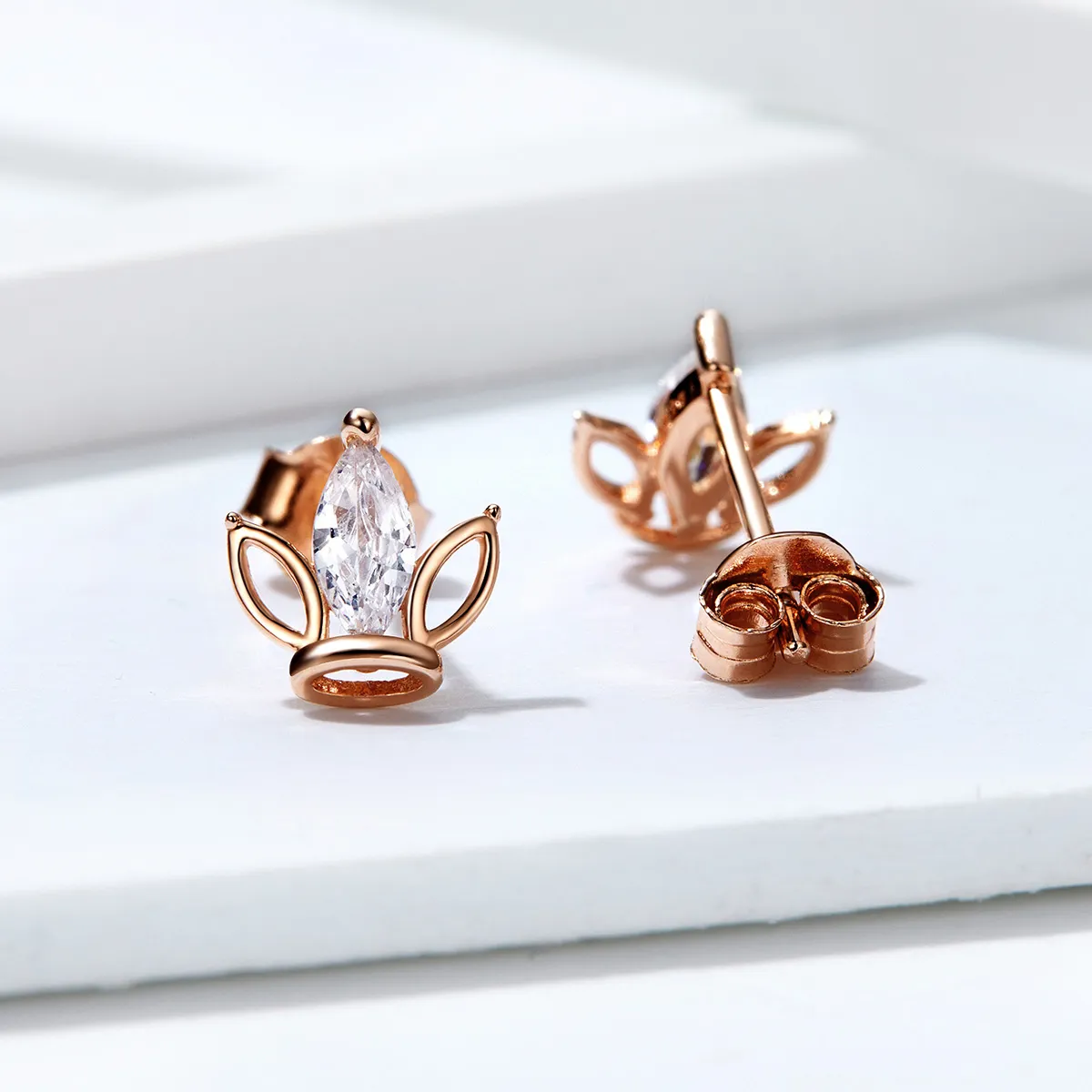 Pandora Style Rose Gold Guard Stud Earrings - SCE607
