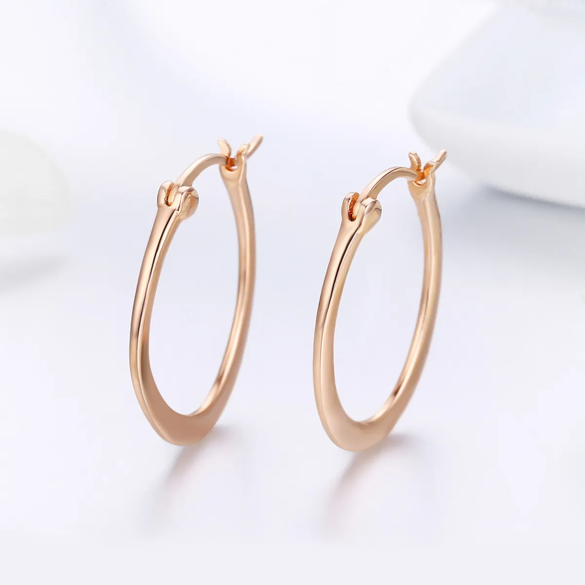 Pandora Style Rose Gold Hoop Earrings - SCE478