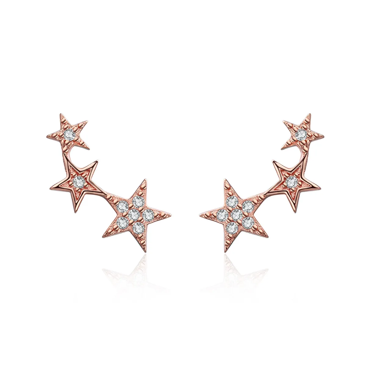 Pandora Style Rose Gold Secrets of Stars Stud Earrings - SCE291