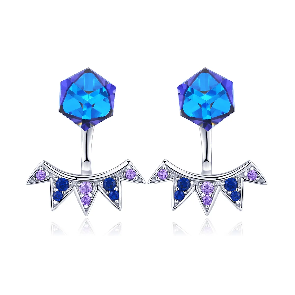 Pandora Style Silver Aurora Hanging Earrings - SCE544