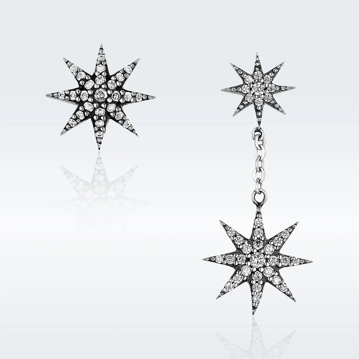Pandora Style Silver Bright Stars Stud Earrings - SCE108