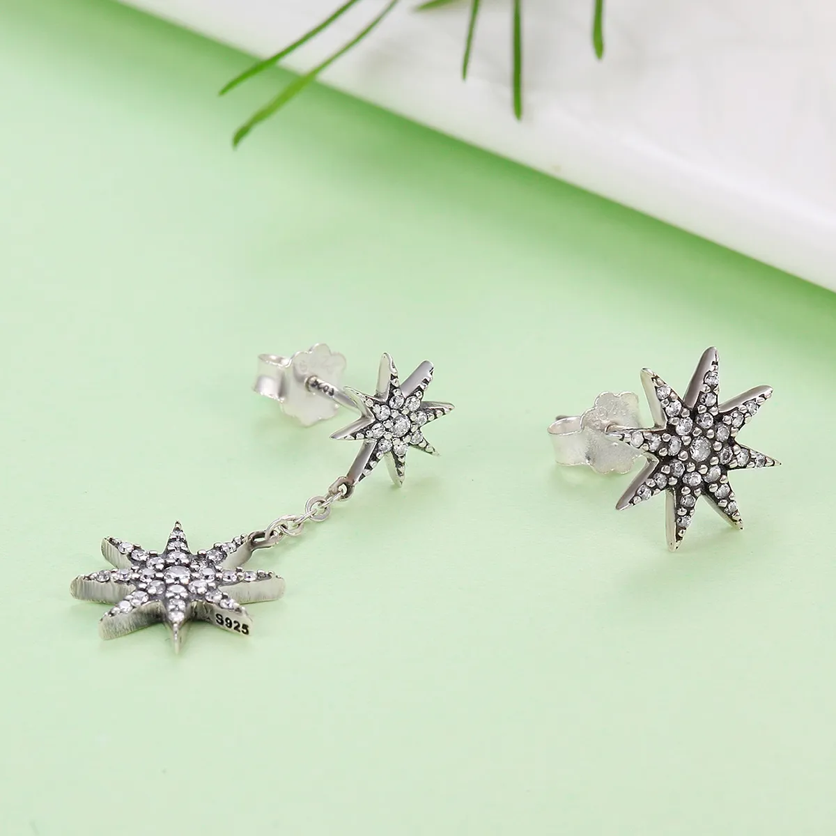 Pandora Style Silver Bright Stars Stud Earrings - SCE108
