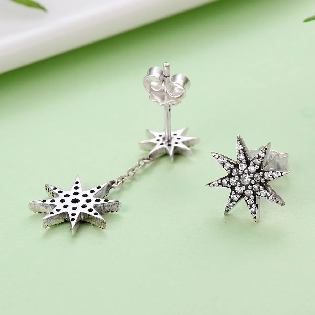 Pandora Style Silver Bright Stars Stud Earrings - SCE108