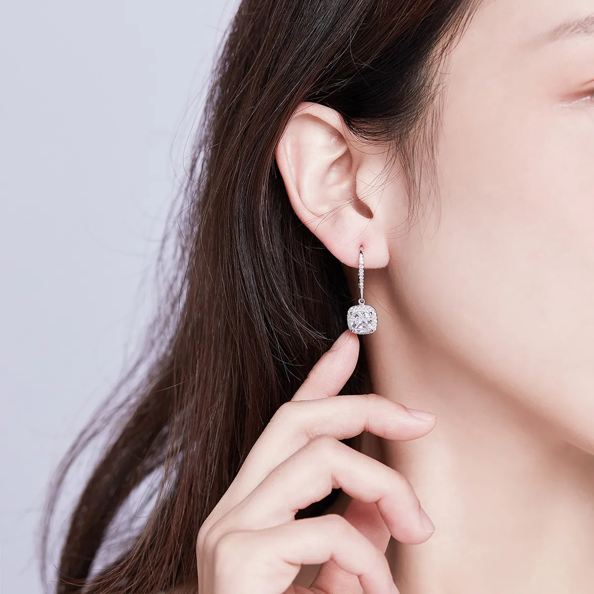 Pandora Style Silver Bright Time Hanging Earrings - SCE520-1