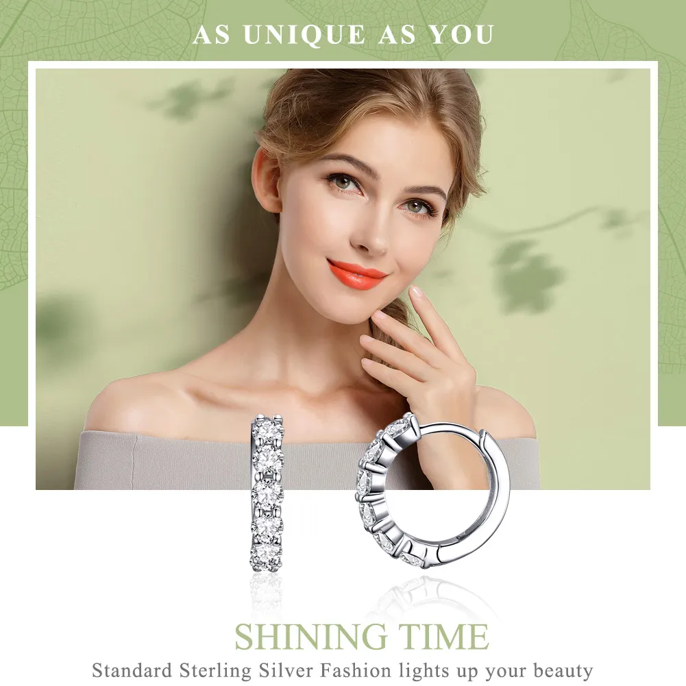 Pandora Style Silver Bright Time Hoop Earrings - SCE524