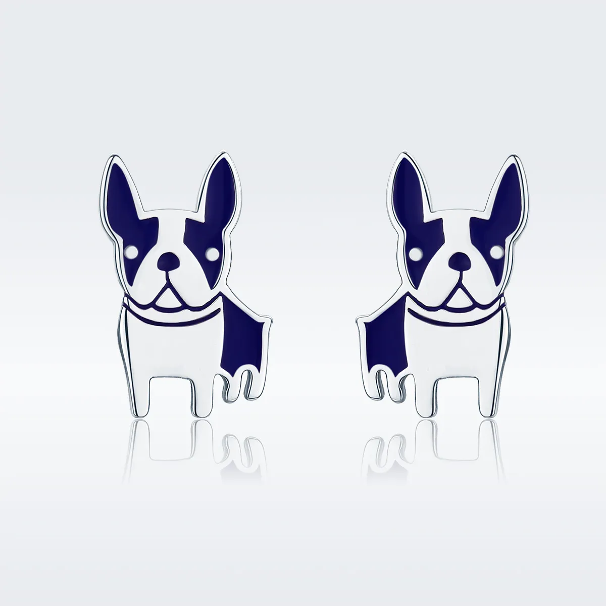 Pandora Style Silver Bulldog Stud Earrings - SCE328