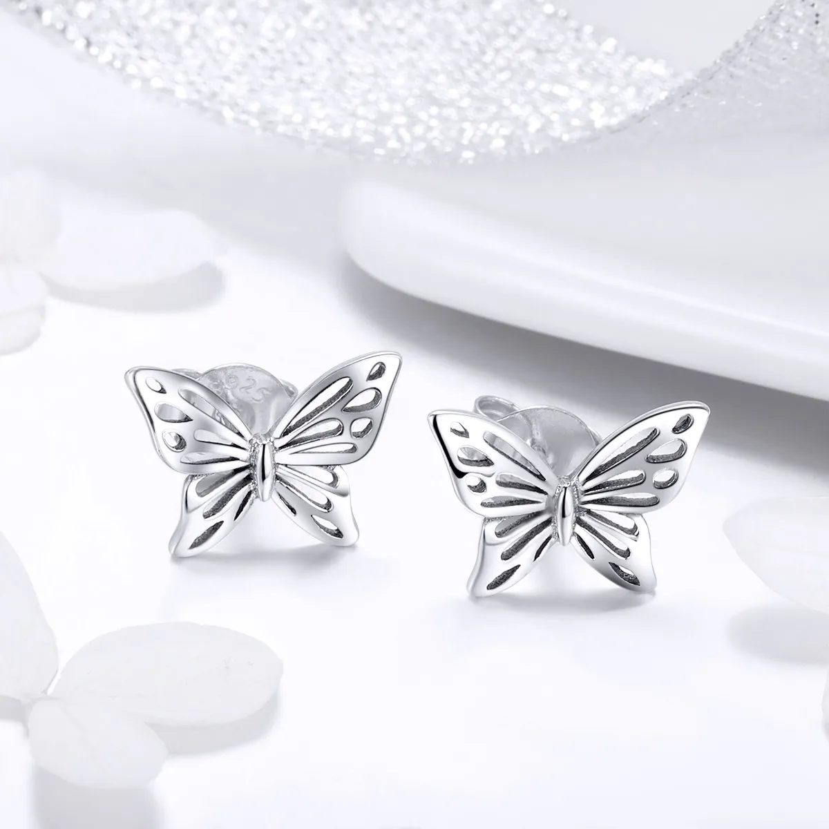 Pandora Style Silver Butterfly Dream Stud Earrings - SCE452