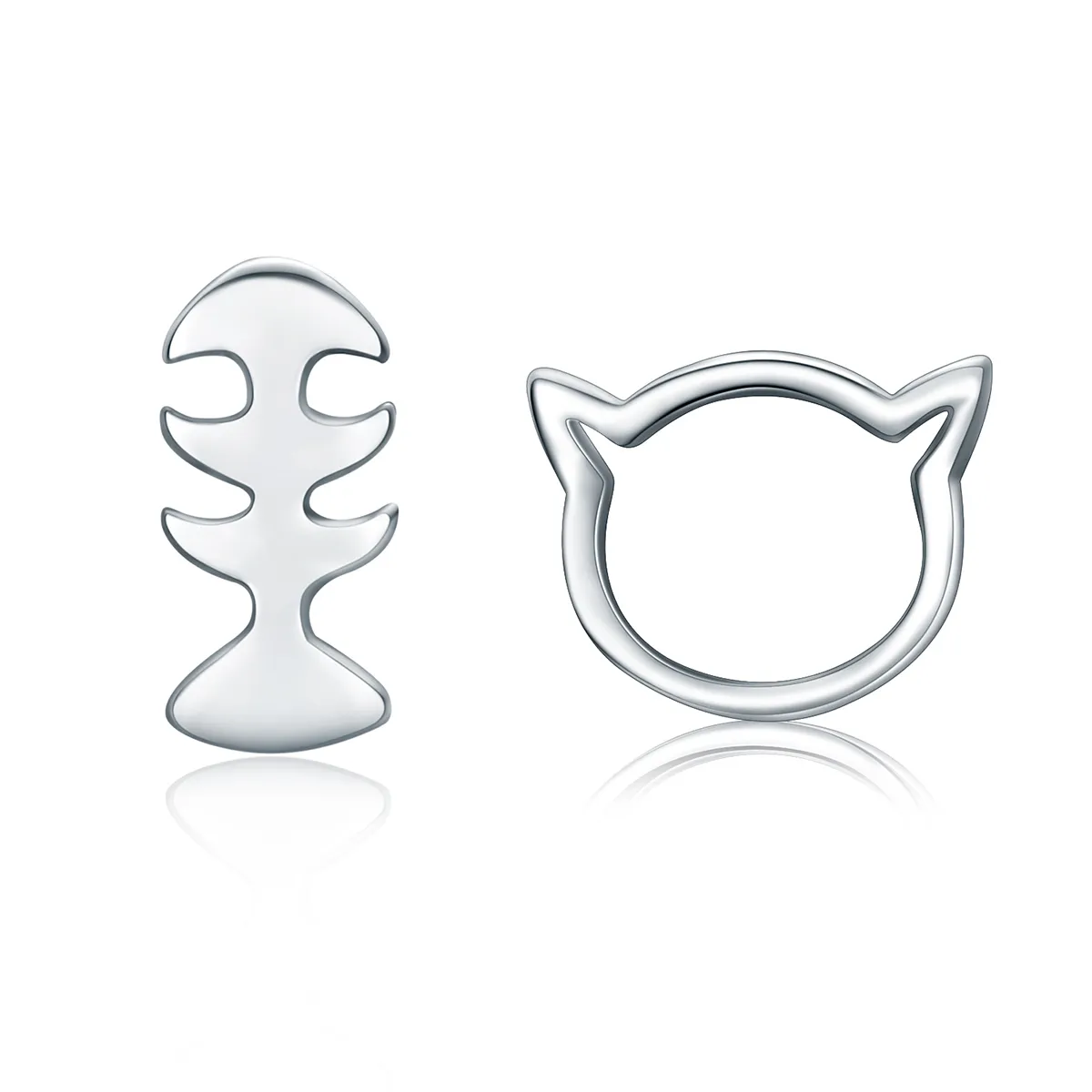 pandora style silver cat love stud earrings sce128
