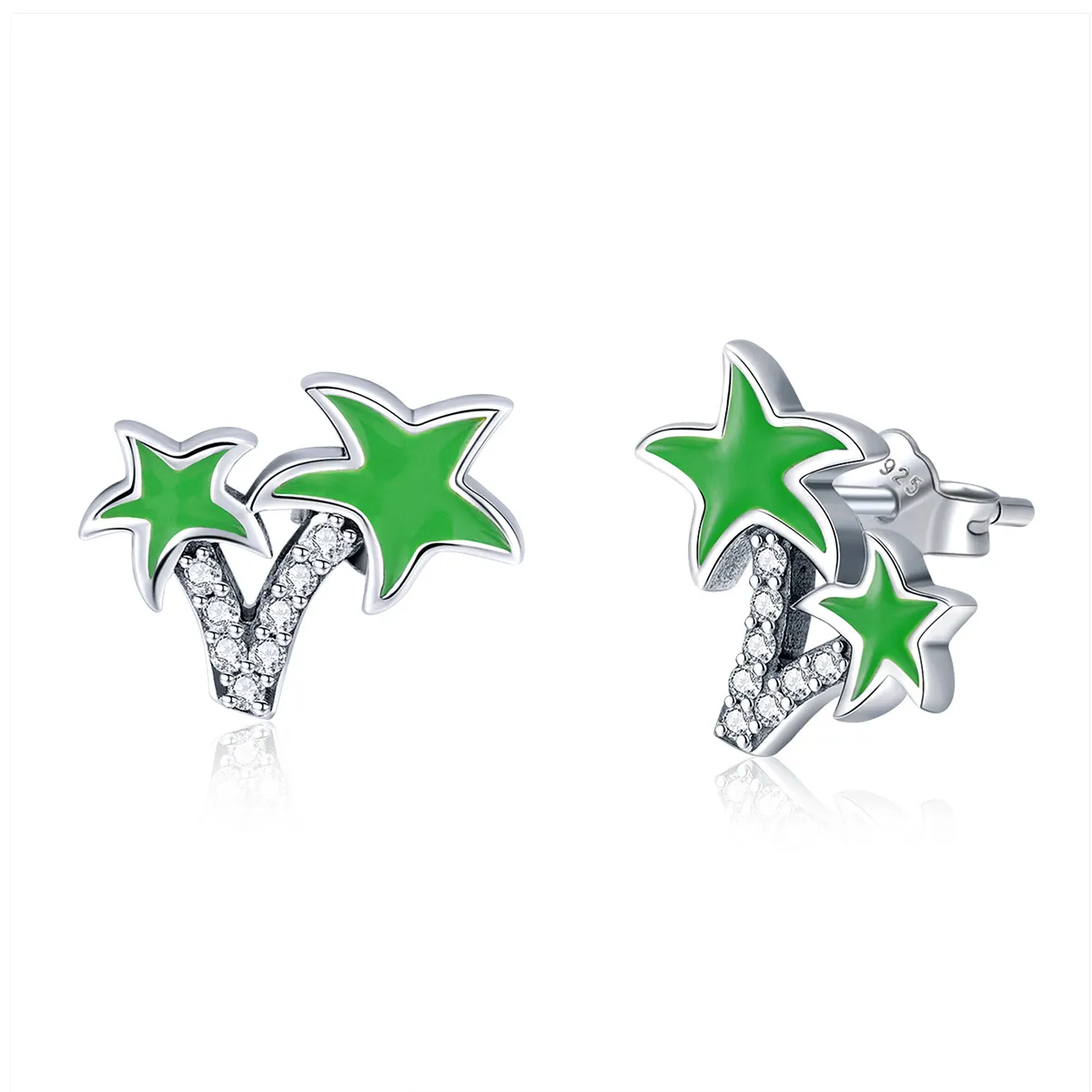 Pandora Style Silver Coconut Palm Stud Earrings - SCE428