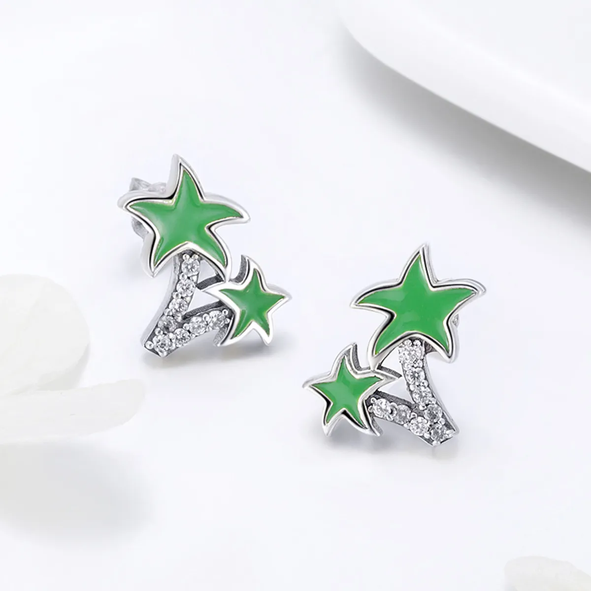 Pandora Style Silver Coconut Palm Stud Earrings - SCE428