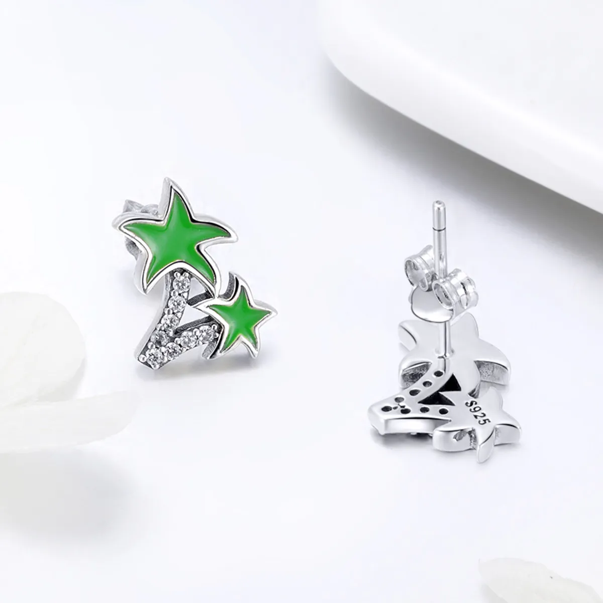 Pandora Style Silver Coconut Palm Stud Earrings - SCE428