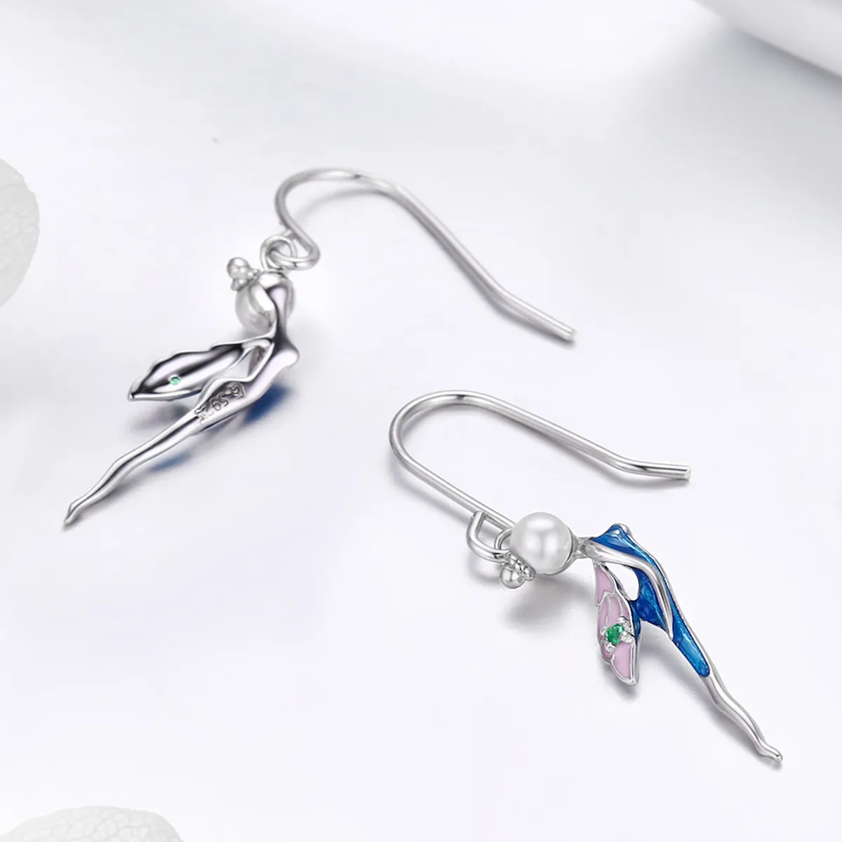 Pandora Style Silver Cute Fairy Hanging Earrings - SCE378