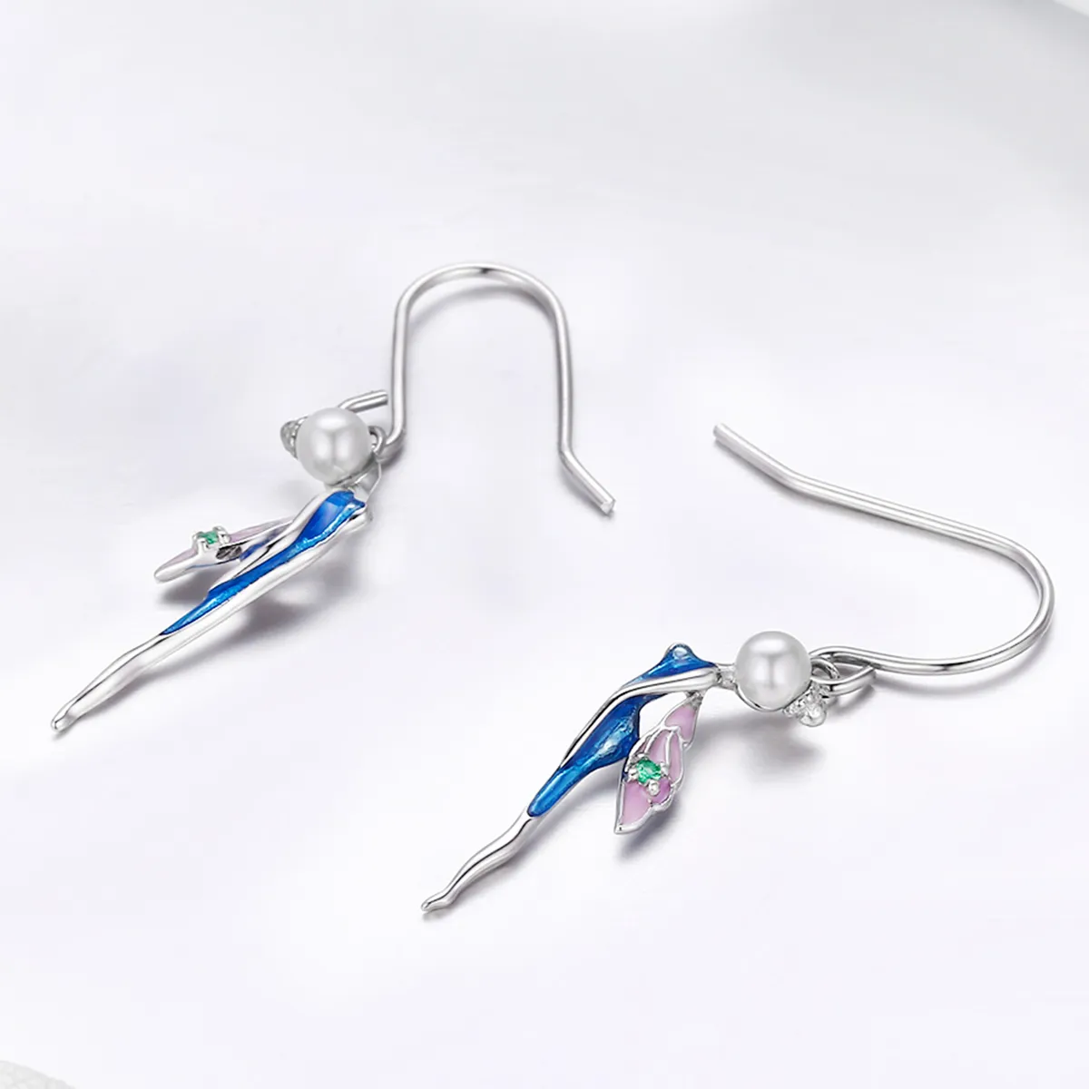 Pandora Style Silver Cute Fairy Hanging Earrings - SCE378
