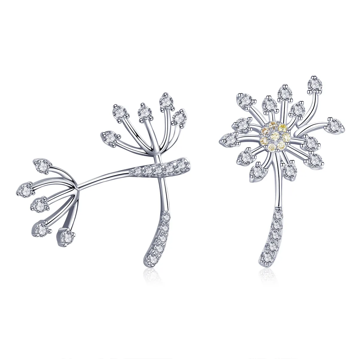 Pandora Style Silver Dandelion Love Stud Earrings - SCE506