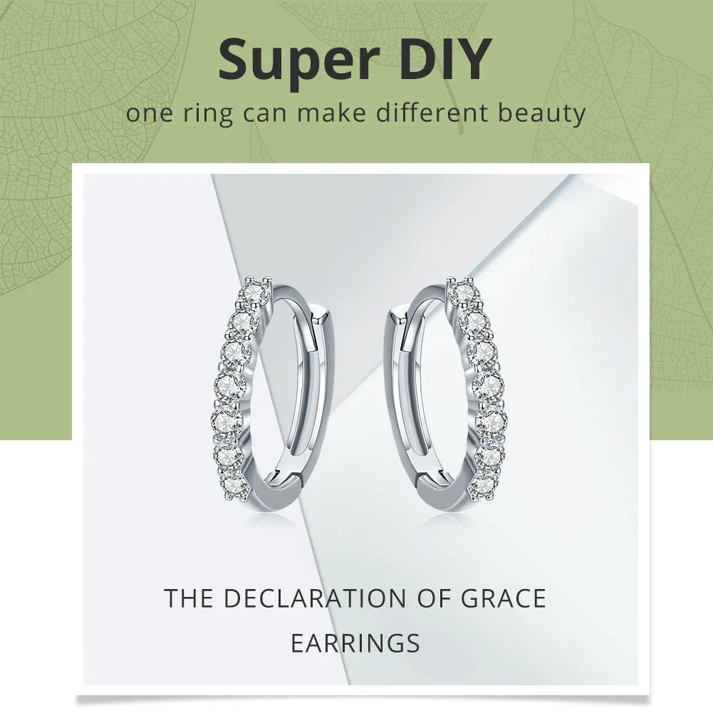 Pandora Style Silver Declaration of Grace Hoop Earrings - SCE351-1H