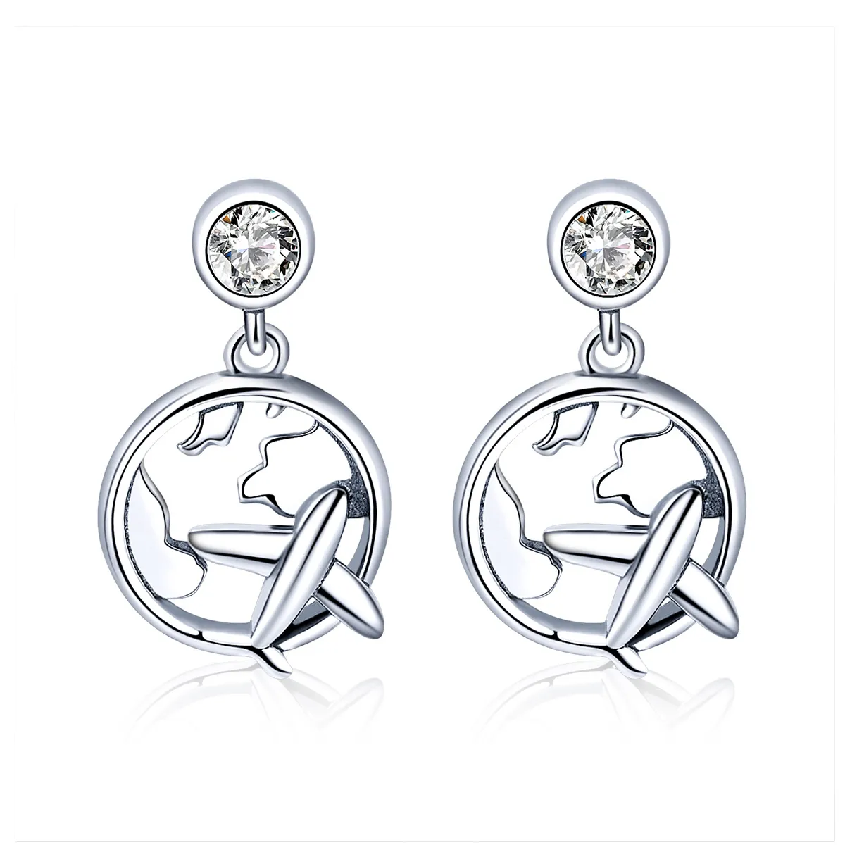 pandora style silver dream of traveling around hanging earrings sce427