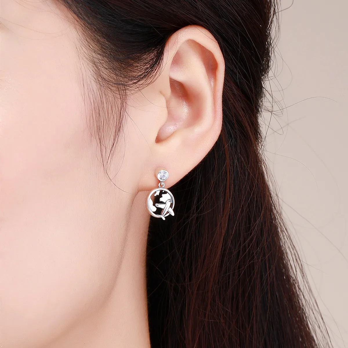 Pandora Style Silver Dream of Traveling Around Hanging Earrings - SCE427