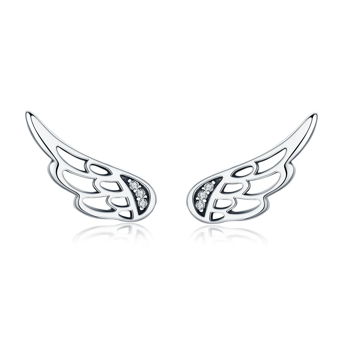 Pandora Style Silver Elf Wings Stud Earrings - SCE343
