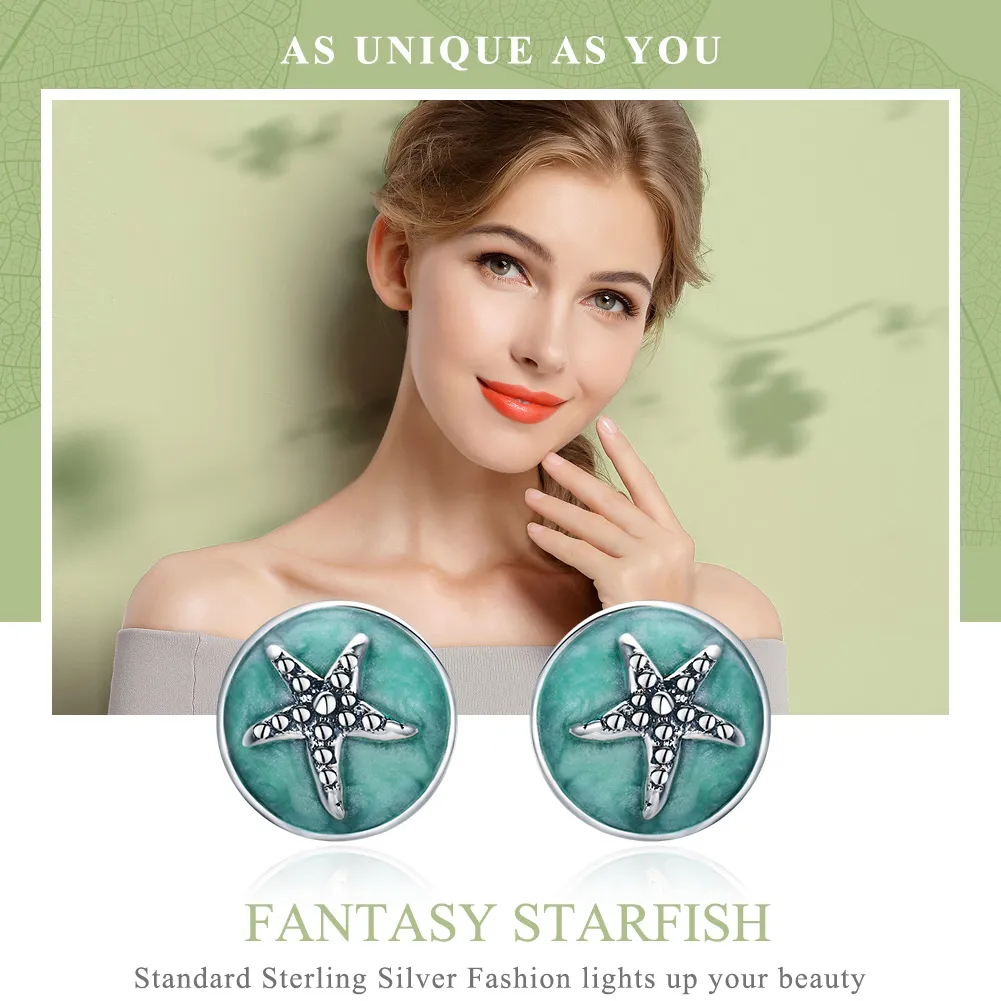 Pandora Style Silver Fantasy Starfish Stud Earrings SCE205