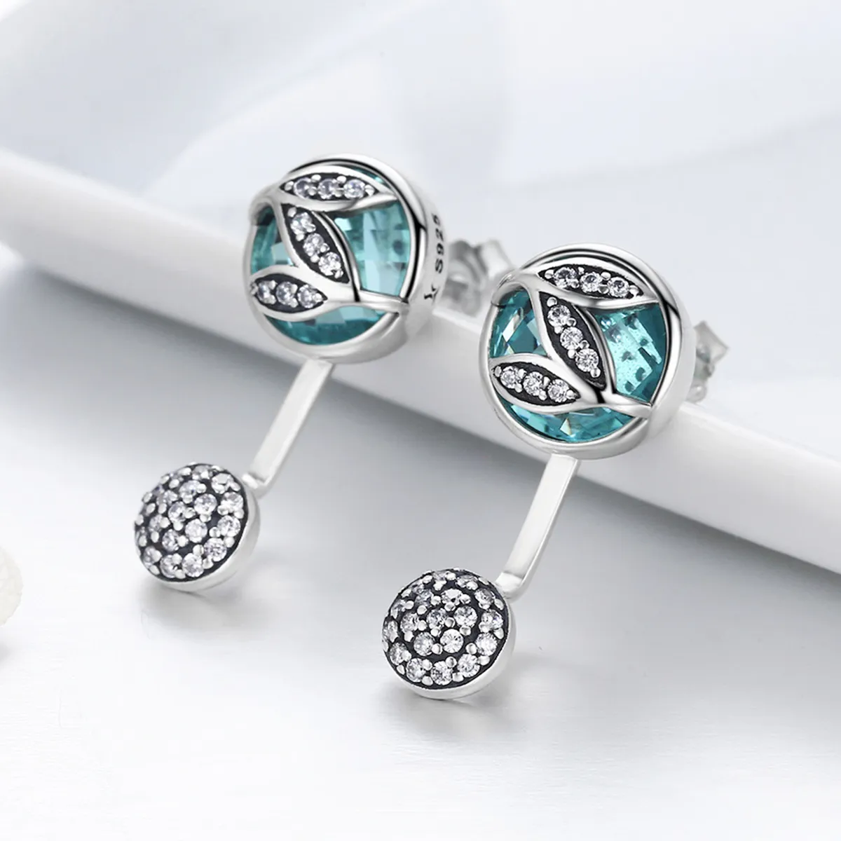 Pandora Style Silver Feelings of Falling Leaves Hanging Earrings - SCE087