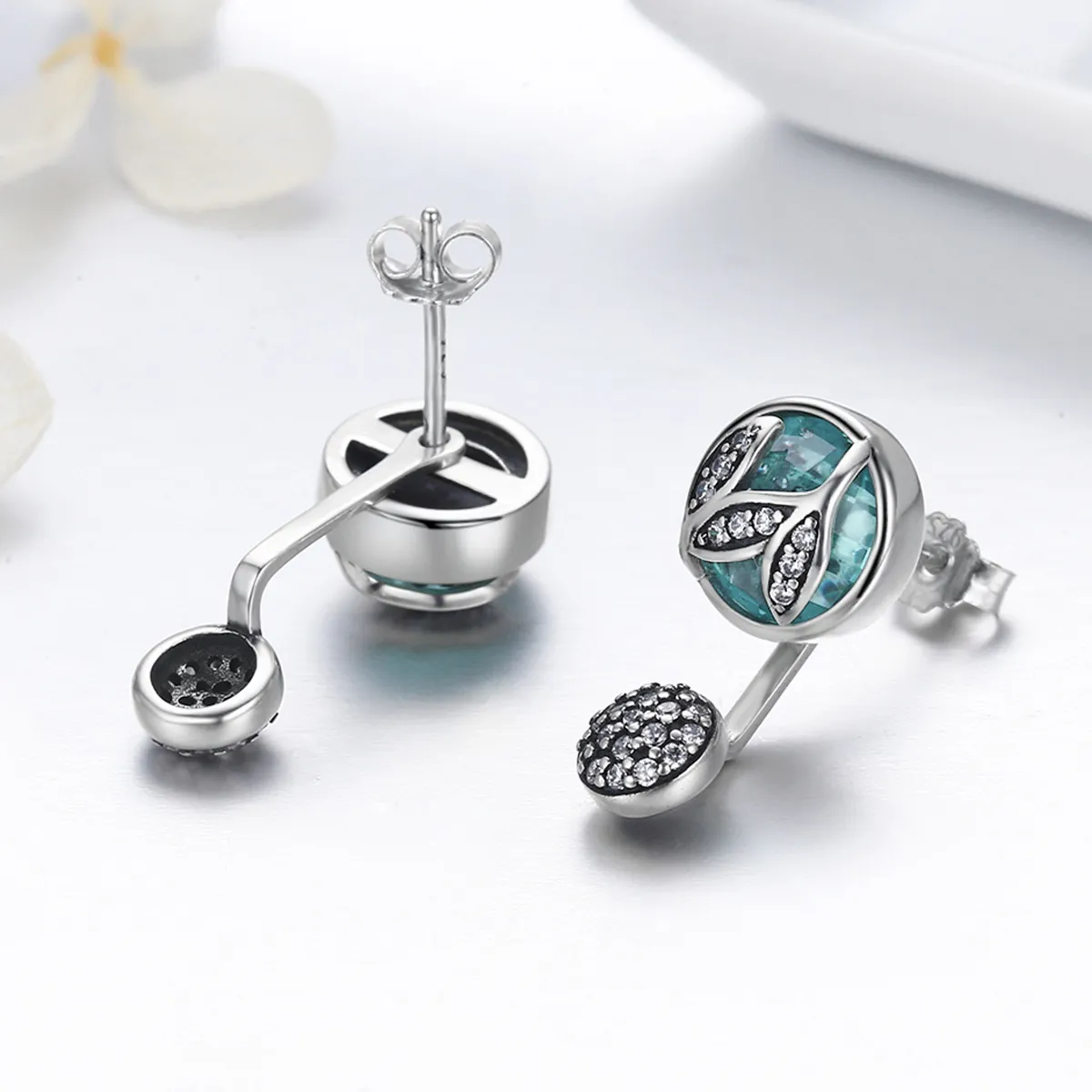 Pandora Style Silver Feelings of Falling Leaves Hanging Earrings - SCE087