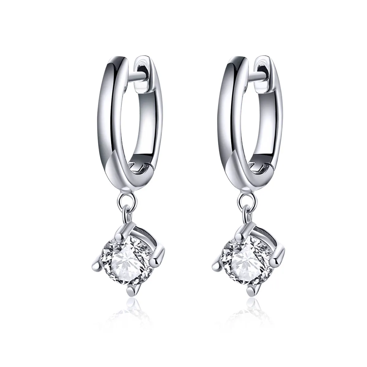 Pandora Style Silver Flash Girl Hanging Earrings - SCE553