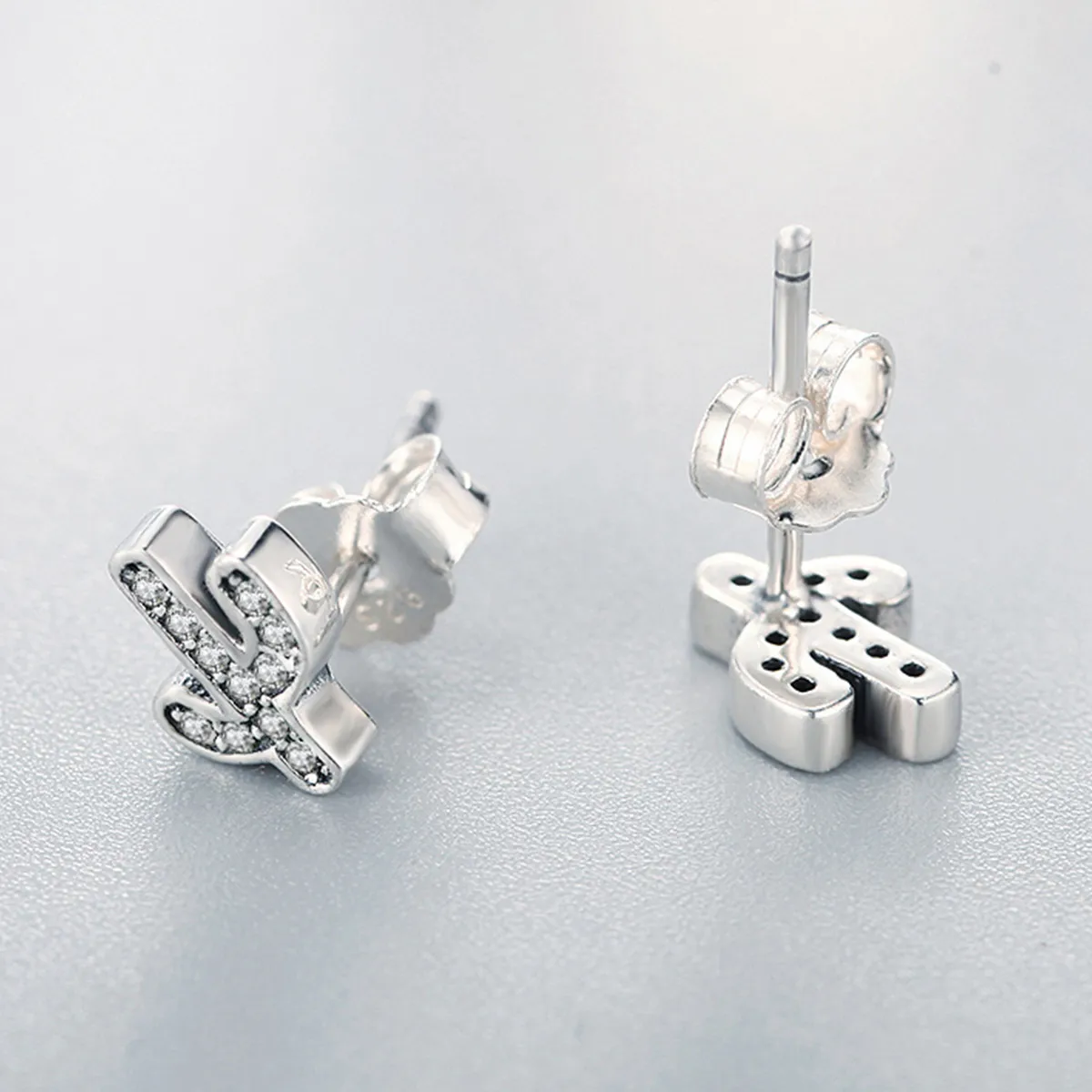 Pandora Style Silver Fresh Cactus Stud Earrings - SCE286