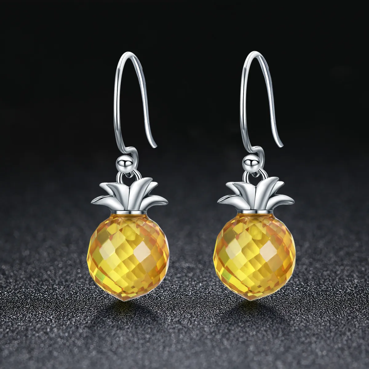 Pandora Style Silver Fresh Pineapple Hanging Earrings - SCE265