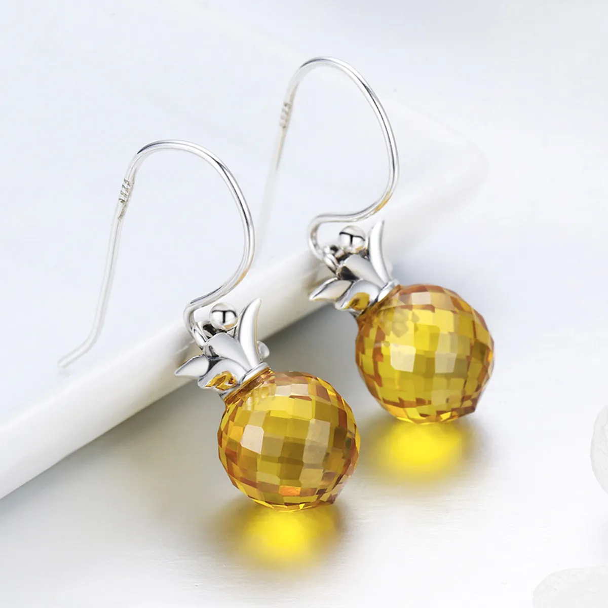 Pandora Style Silver Fresh Pineapple Hanging Earrings - SCE265