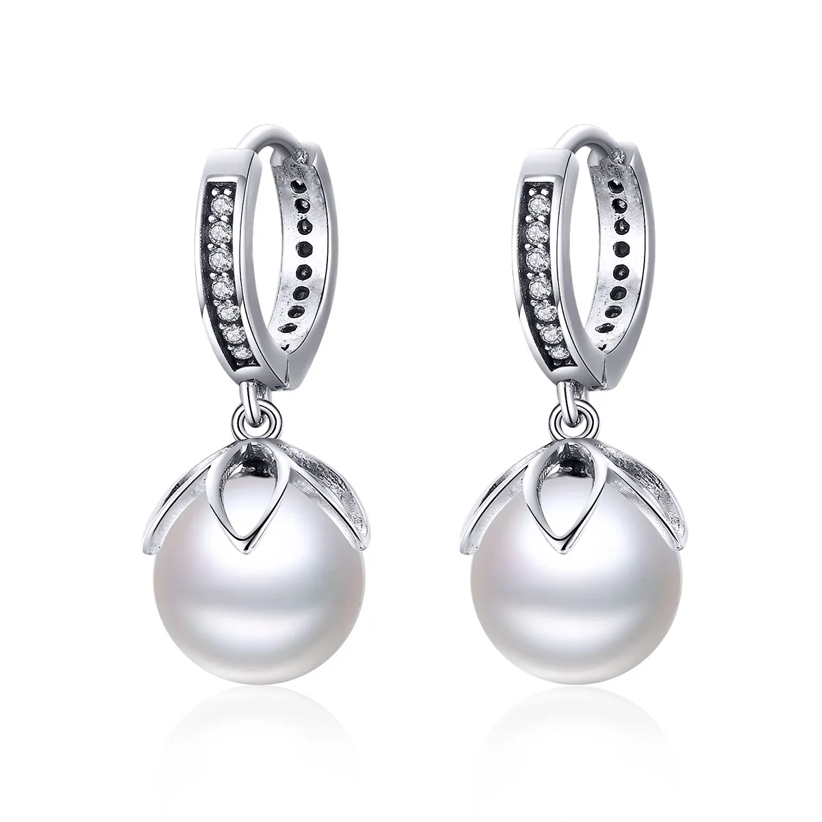 Pandora Style Silver Gentle Love Hanging Earrings - SCE482