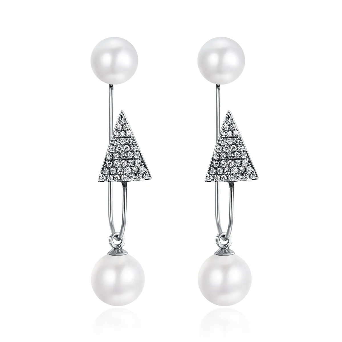 Pandora Style Silver Glamour Light Cone Hanging Earrings - SCE136
